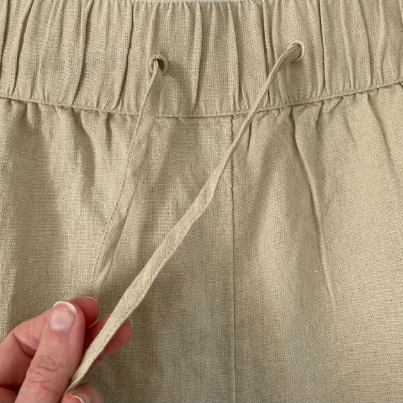 NWOT Melrose and Market Linen Blend Elastic Waist Drawstring Shorts Tan/Neutral - Picture 5 of 11